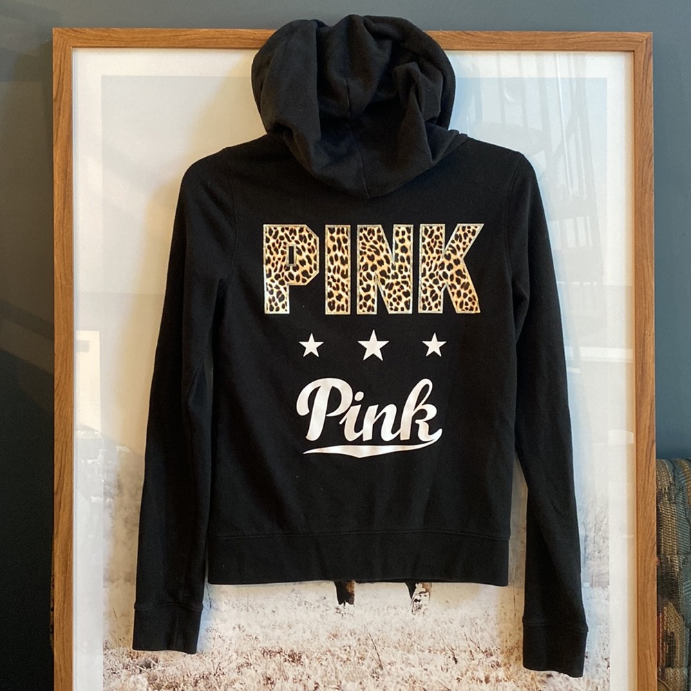PINK Victoria’s Secret Cheetah ZIP-UP PERFECT HOODIE Small
